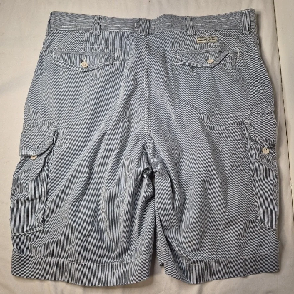 Polo Ralph Lauren Cargo Shorts Mens 44B Seersucker Striped Casual Outdoor Summer